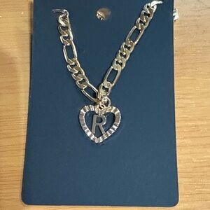 Gold Heart Initial Bracelet